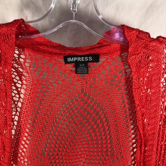 Lace knit pinkish coral cardigan - S - Picture 8 of 9